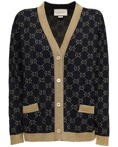 gucci lurex cuff cardigan black|Gucci: Black Lurex Cardigan .